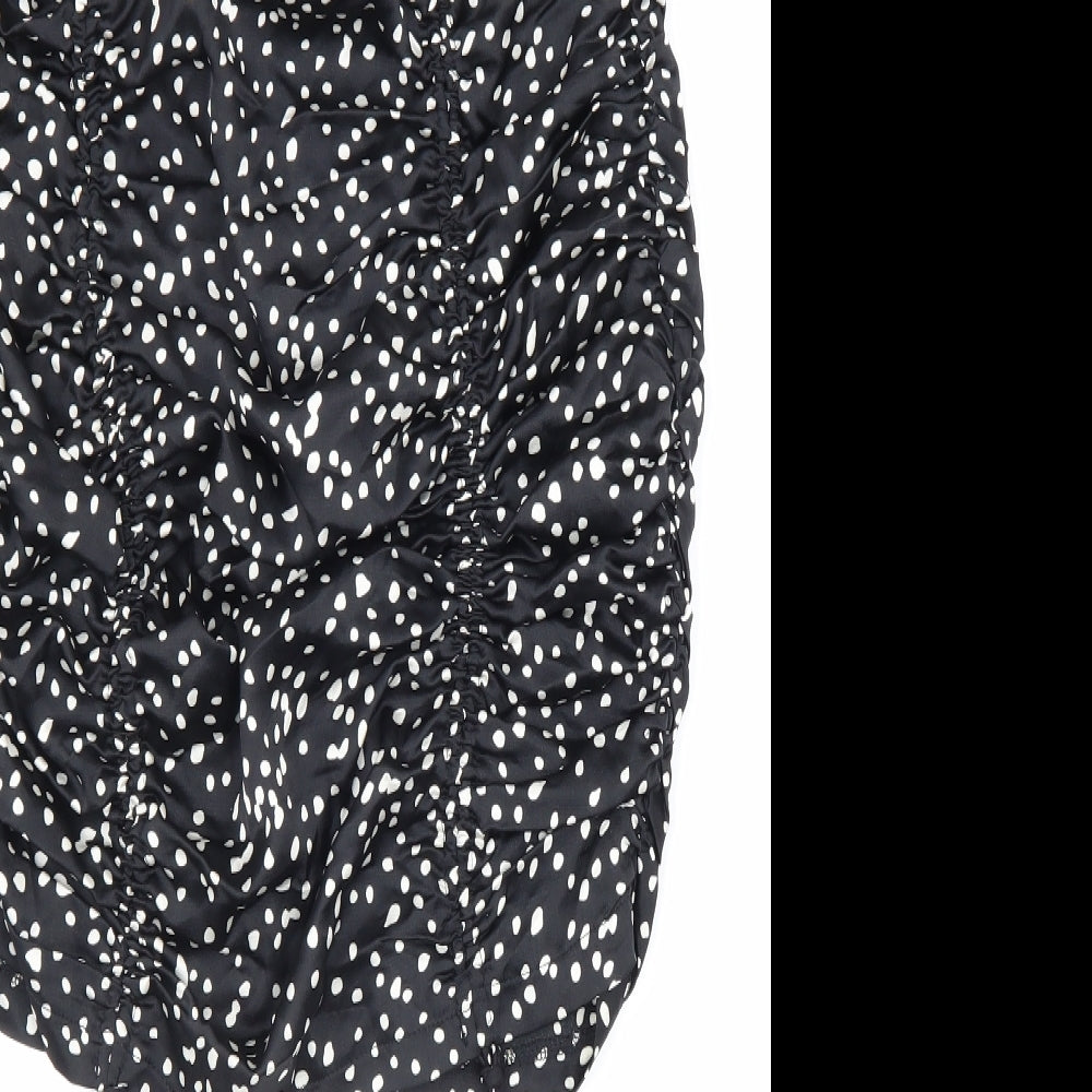 Boohoo Womens Black Geometric Polyester Mini Skirt Size 10 Zip - Drawstring