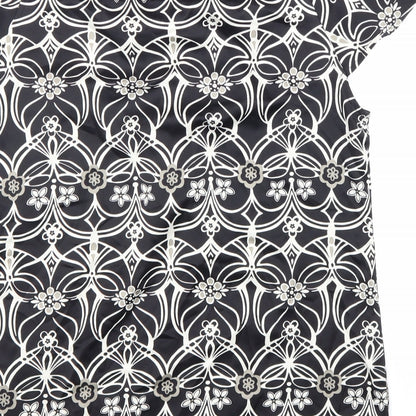 Autograph Womens Black Geometric Polyester Basic Blouse Size 12 Round Neck