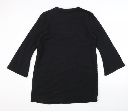 Zara Womens Black Polyester Shift Size L V-Neck Pullover