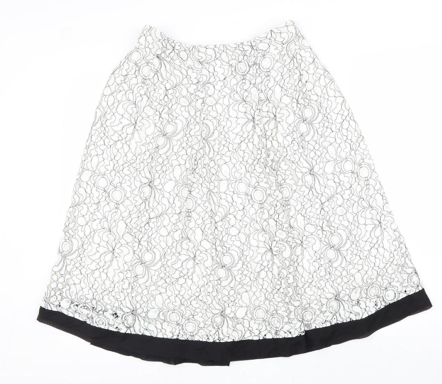 Casamia Womens White Geometric Cotton A-Line Skirt Size 14 Zip