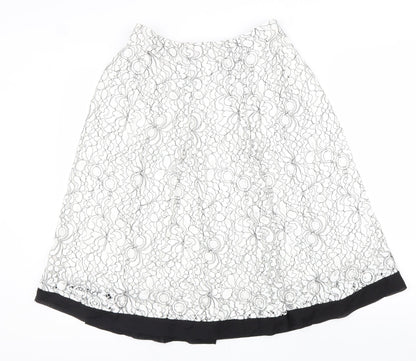 Casamia Womens White Geometric Cotton A-Line Skirt Size 14 Zip