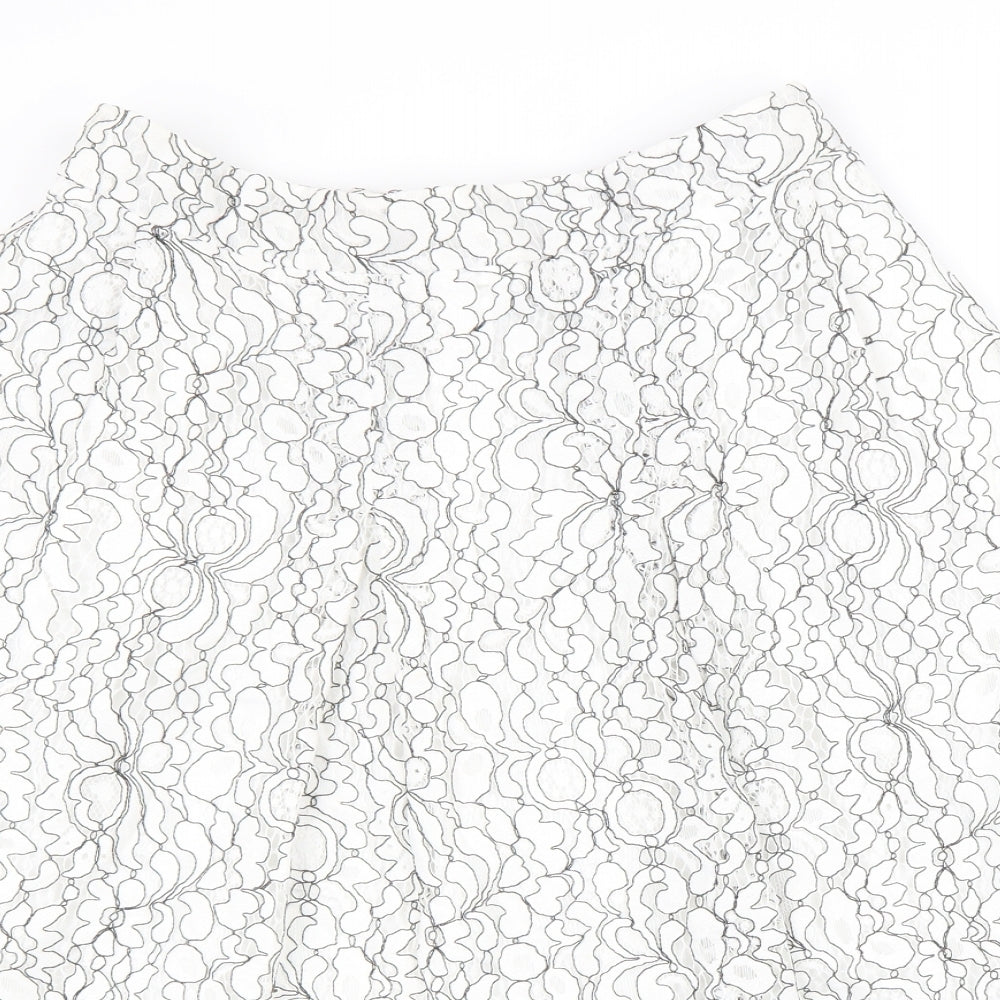 Casamia Womens White Geometric Cotton A-Line Skirt Size 14 Zip