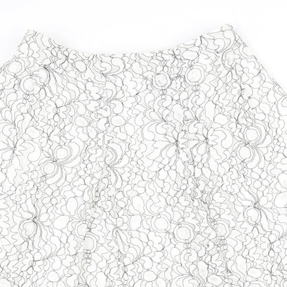 Casamia Womens White Geometric Cotton A-Line Skirt Size 14 Zip