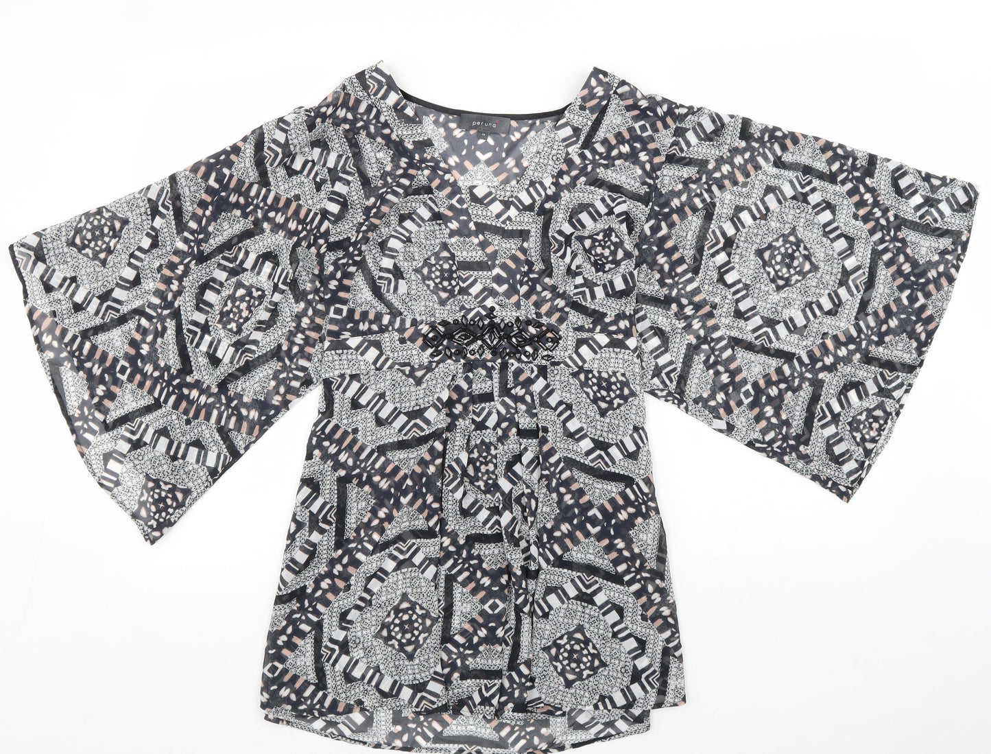 Womens UK Size 14 Per Una Black Tunic Blouse
