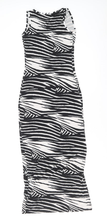 Atmosphere Womens Black Geometric Viscose Tank Dress Size 8 Scoop Neck Pullover