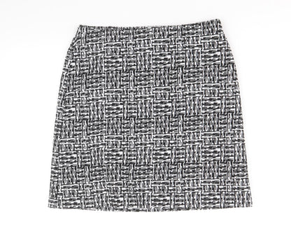 Marks and Spencer Womens Black Geometric Polyester Straight & Pencil Skirt Size 8