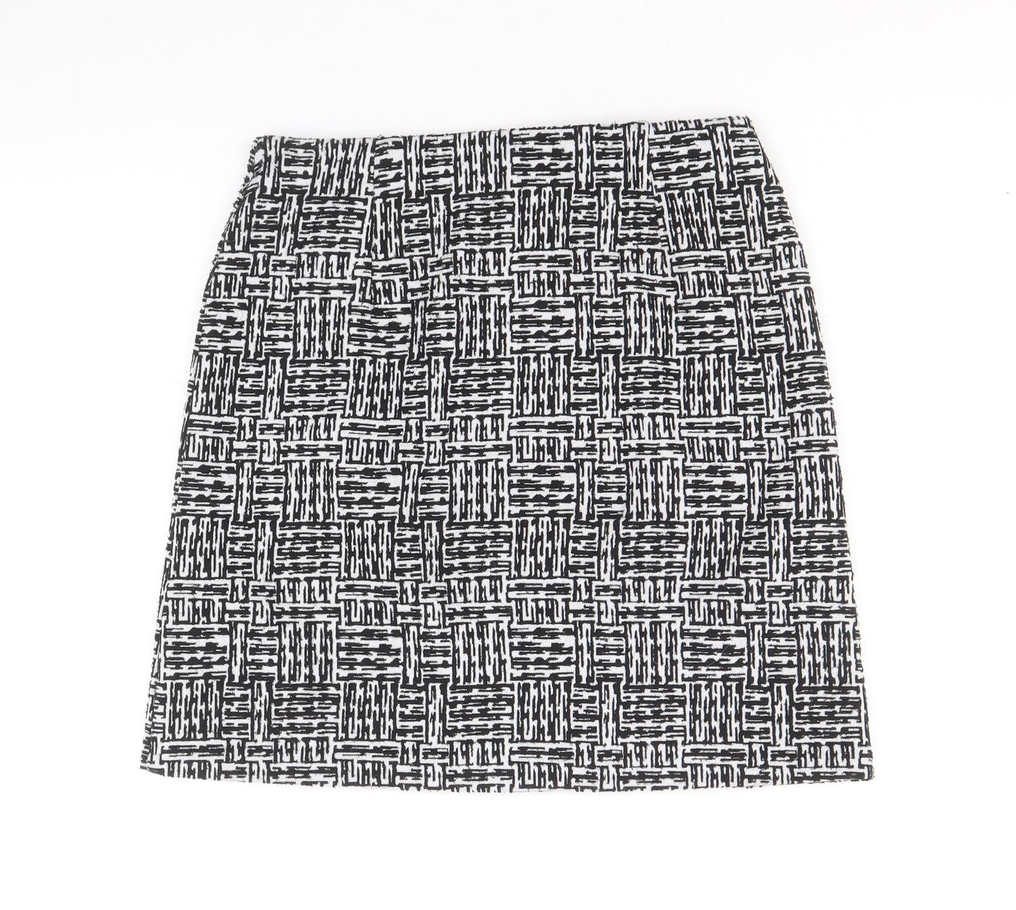 Marks and Spencer Womens Black Geometric Polyester Straight & Pencil Skirt Size 8