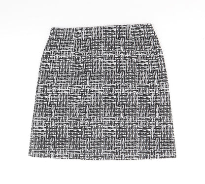 Marks and Spencer Womens Black Geometric Polyester Straight & Pencil Skirt Size 8