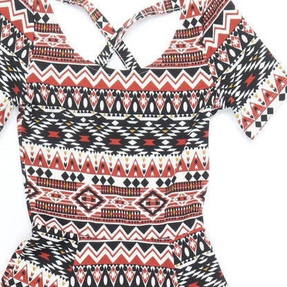 Divided by H&M Womens Multicoloured Geometric Polyester A-Line Size 8 Scoop Neck Pullover