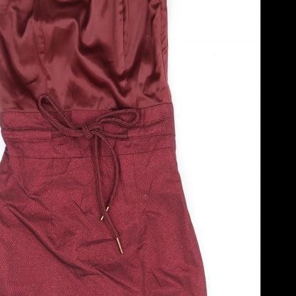 H&M Womens Red Polyester Mini Size 6 Off the Shoulder Zip