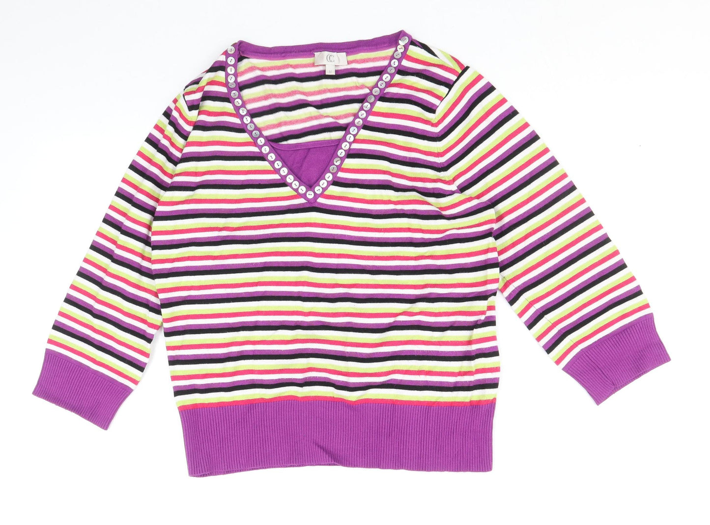 Womens UK Size M CC Multicoloured Pullover Jumper