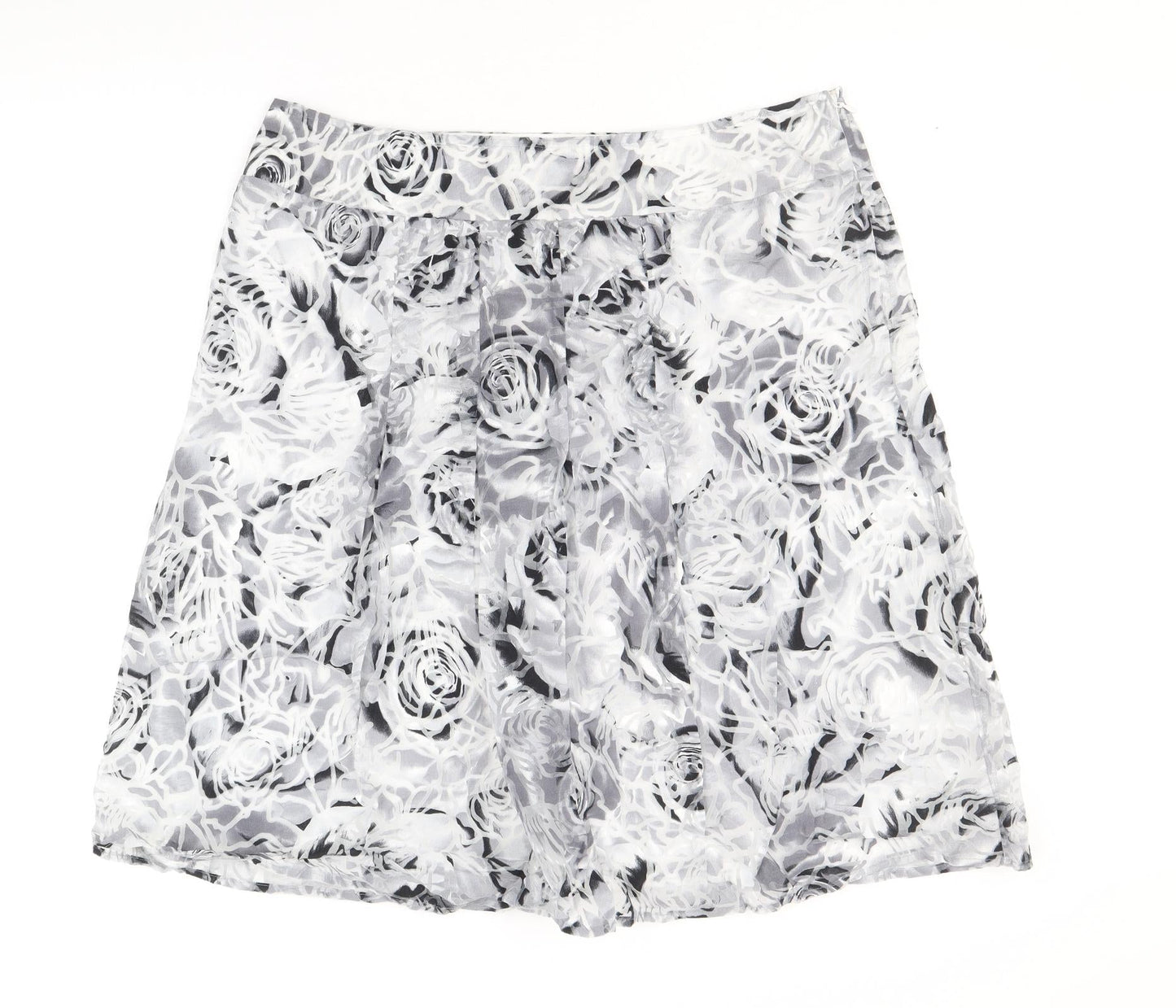 Per Una Womens Grey Floral Viscose Mini Skirt Size 14 Zip