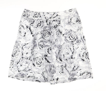 Per Una Womens Grey Floral Viscose Mini Skirt Size 14 Zip