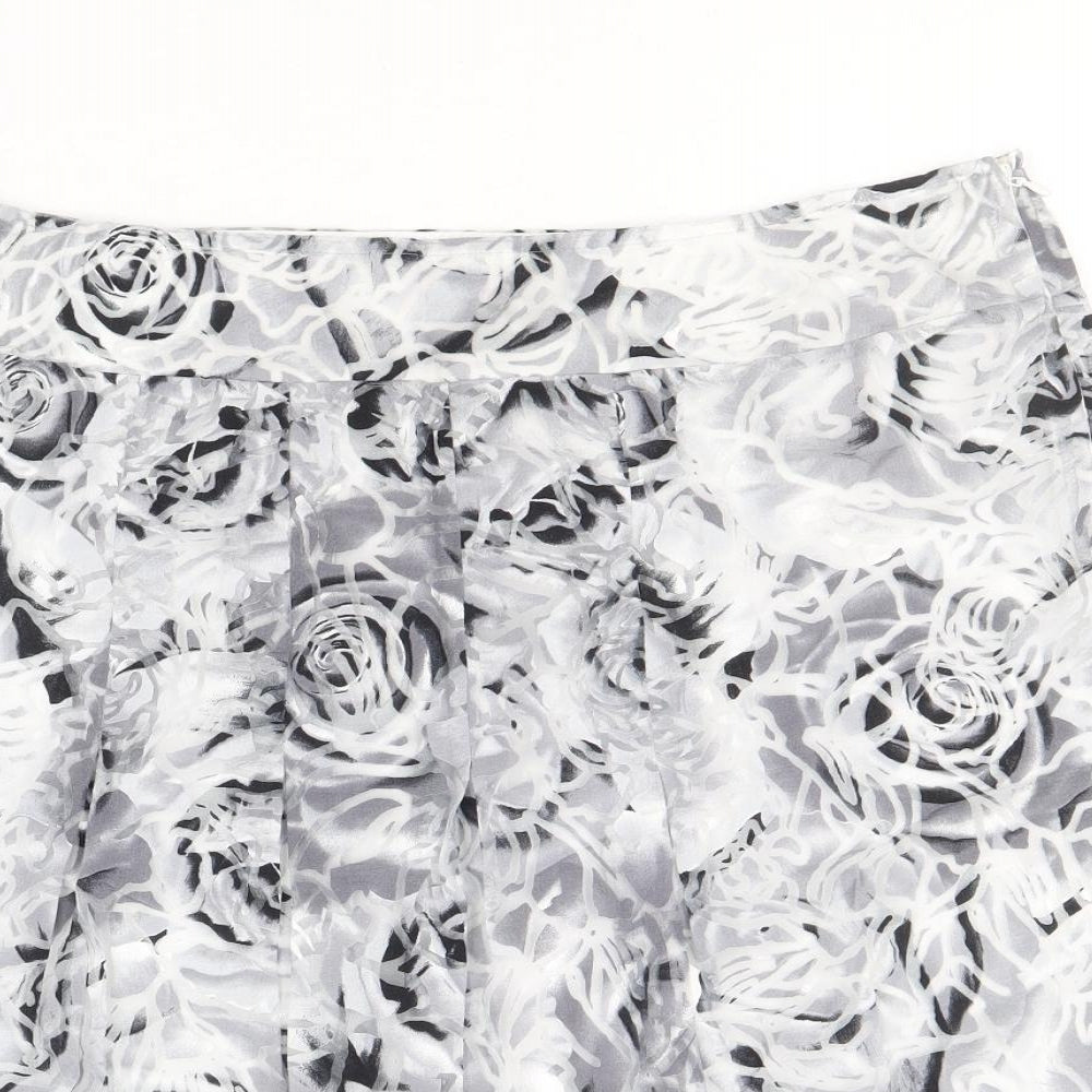 Per Una Womens Grey Floral Viscose Mini Skirt Size 14 Zip