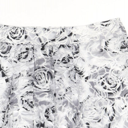 Per Una Womens Grey Floral Viscose Mini Skirt Size 14 Zip