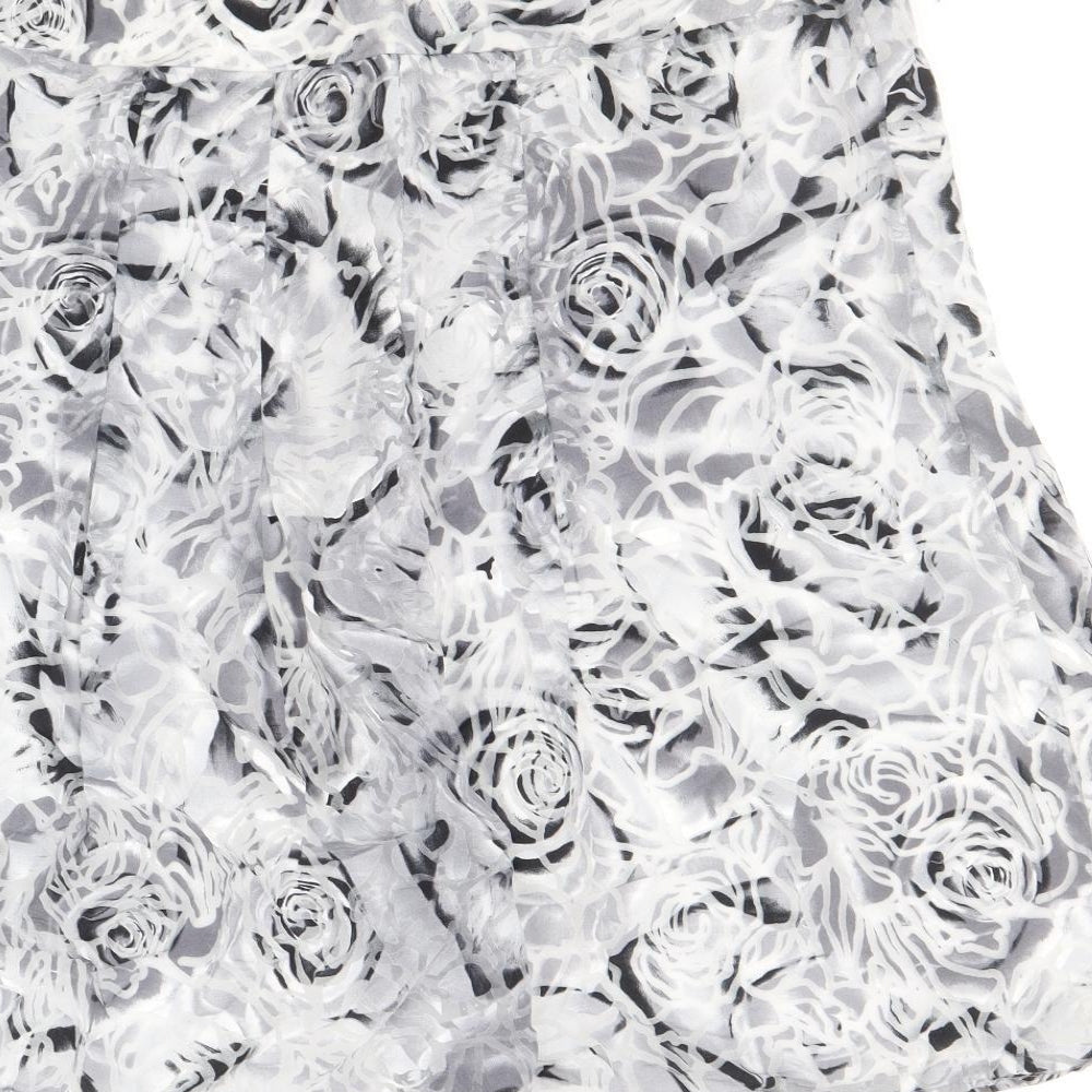 Per Una Womens Grey Floral Viscose Mini Skirt Size 14 Zip