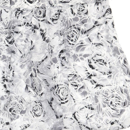 Per Una Womens Grey Floral Viscose Mini Skirt Size 14 Zip