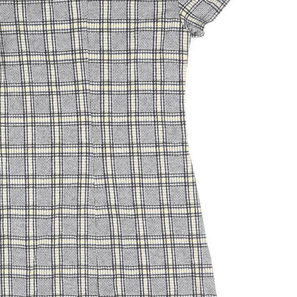 Preworn Womens Black Plaid Cotton A-Line Size 8 Scoop Neck Zip