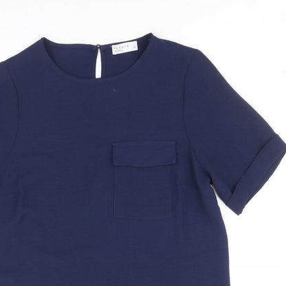 Womens UK Size 10 Papaya Blue Basic T-Shirt