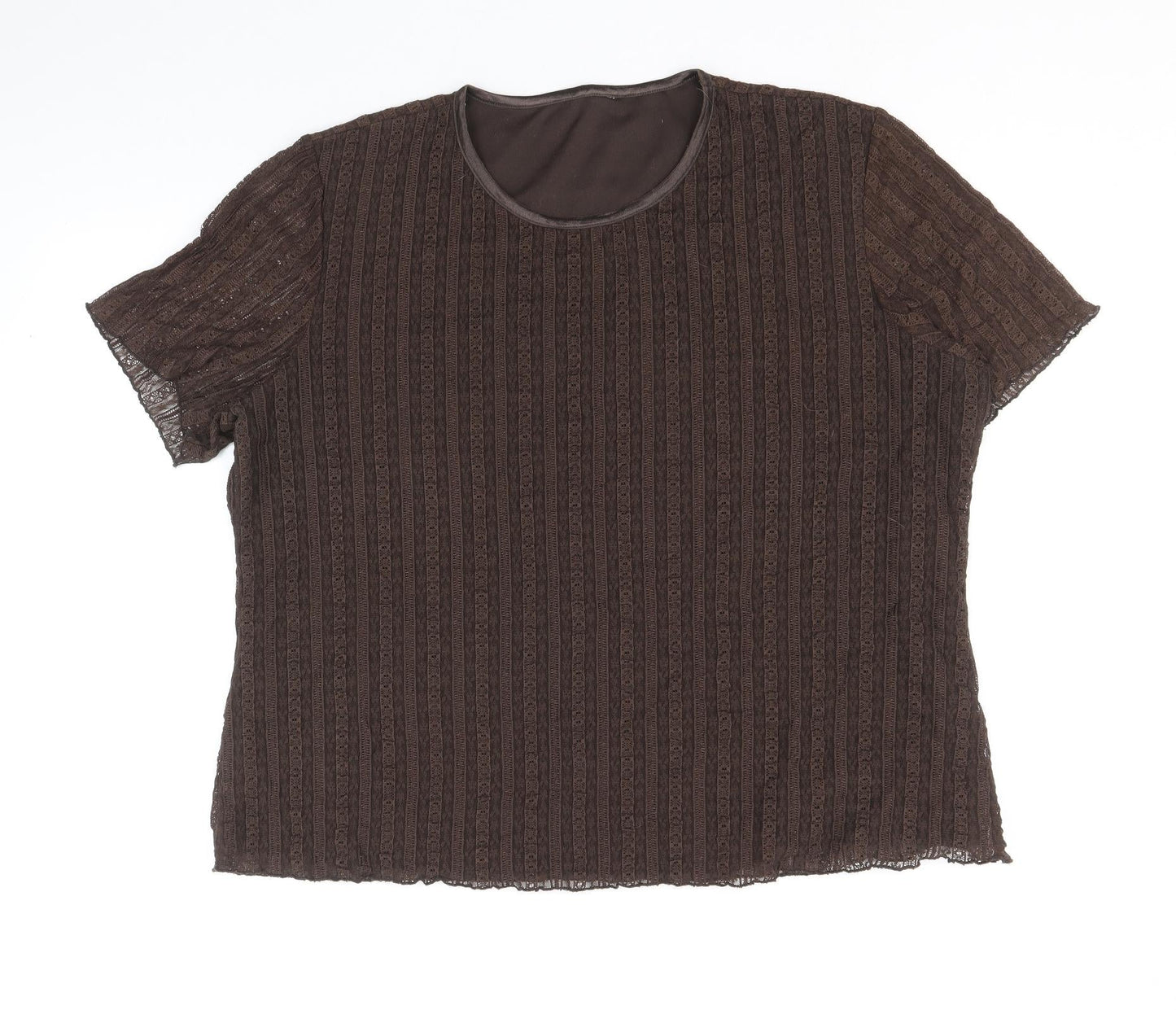 Bonmarche Womens Brown Nylon Basic T-Shirt Size XL Round Neck
