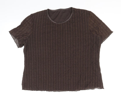 Bonmarche Womens Brown Nylon Basic T-Shirt Size XL Round Neck