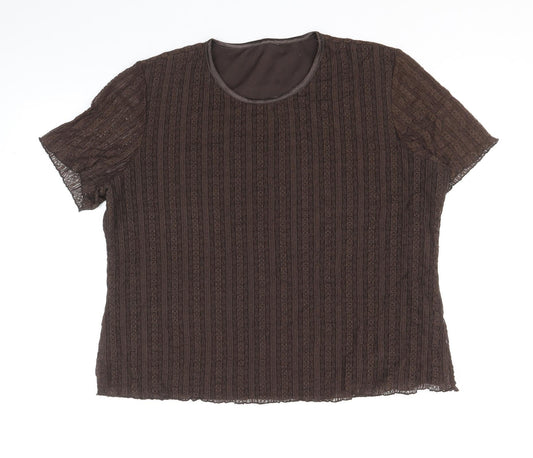 Bonmarche Womens Brown Nylon Basic T-Shirt Size XL Round Neck