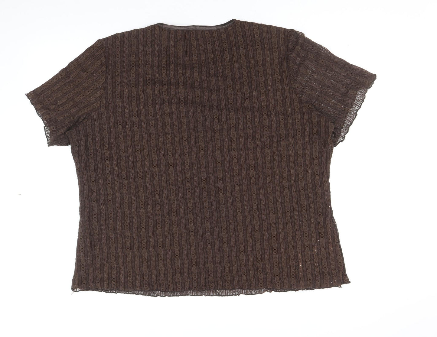 Bonmarche Womens Brown Nylon Basic T-Shirt Size XL Round Neck