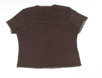 Bonmarche Womens Brown Nylon Basic T-Shirt Size XL Round Neck
