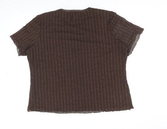 Bonmarche Womens Brown Nylon Basic T-Shirt Size XL Round Neck