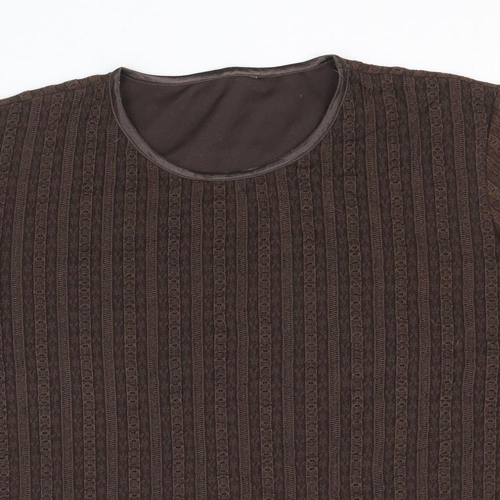 Bonmarche Womens Brown Nylon Basic T-Shirt Size XL Round Neck