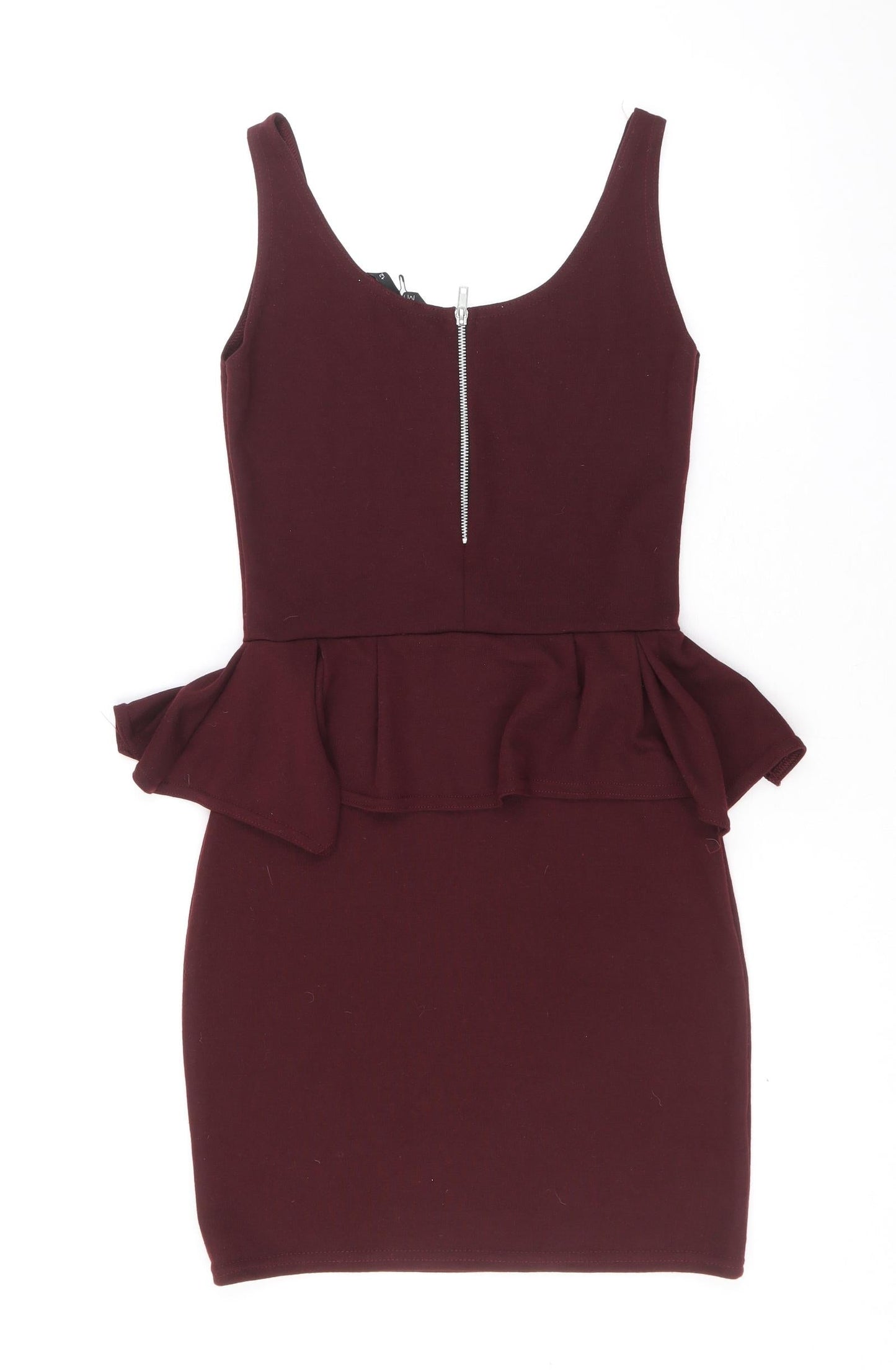 Miso Womens Purple Polyester Bodycon Size 12 Scoop Neck Zip - Peplum