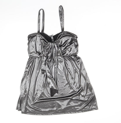 Evans Womens Silver Polyester Mini Size 10 Sweetheart Pullover - Metallic