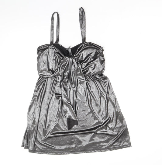 Evans Womens Silver Polyester Mini Size 10 Sweetheart Pullover - Metallic