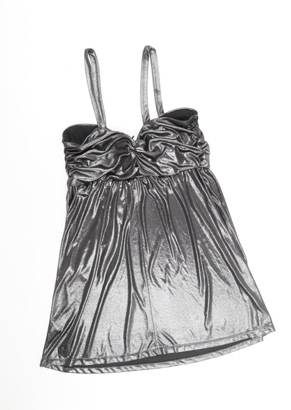 Evans Womens Silver Polyester Mini Size 10 Sweetheart Pullover - Metallic