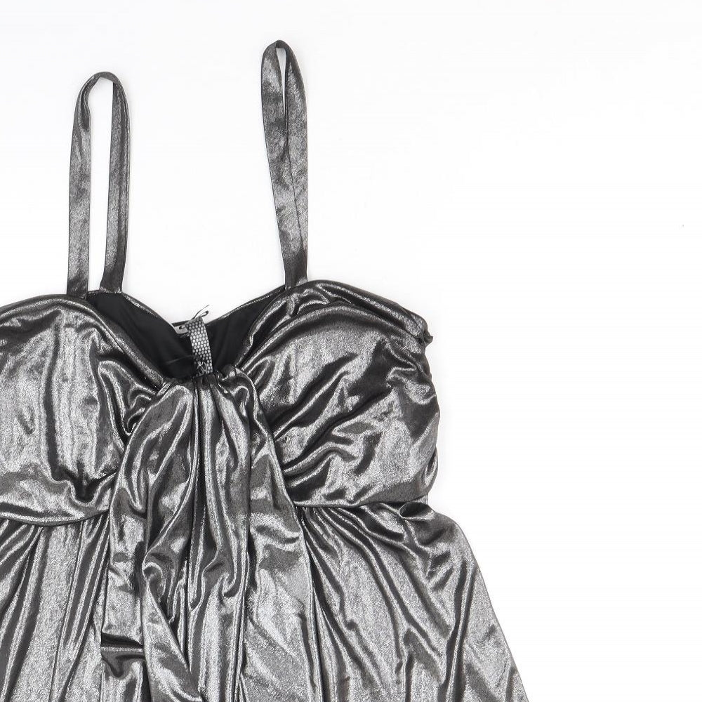 Evans Womens Silver Polyester Mini Size 10 Sweetheart Pullover - Metallic