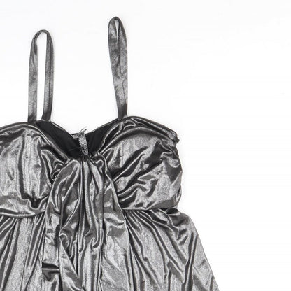 Evans Womens Silver Polyester Mini Size 10 Sweetheart Pullover - Metallic