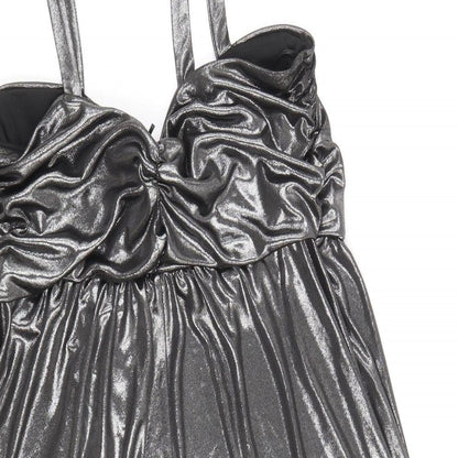 Evans Womens Silver Polyester Mini Size 10 Sweetheart Pullover - Metallic