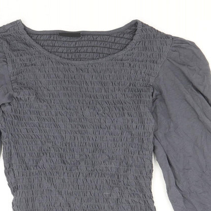 Womens UK Size S Precis Grey Basic Blouse