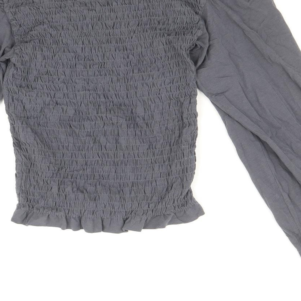 Womens UK Size S Precis Grey Basic Blouse