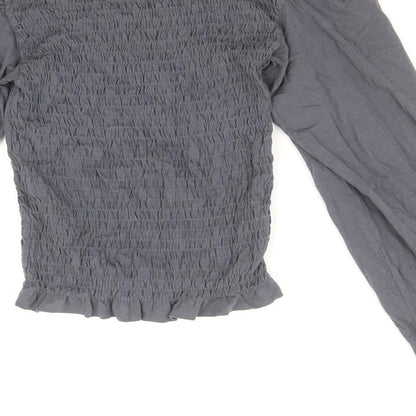 Womens UK Size S Precis Grey Basic Blouse