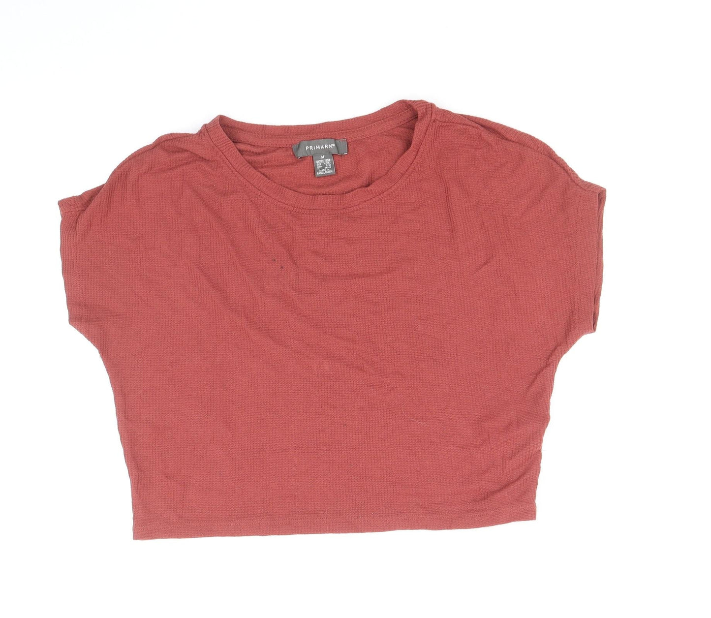 Primark Womens Red Polyester Basic T-Shirt Size 12 Round Neck - Size 12-14
