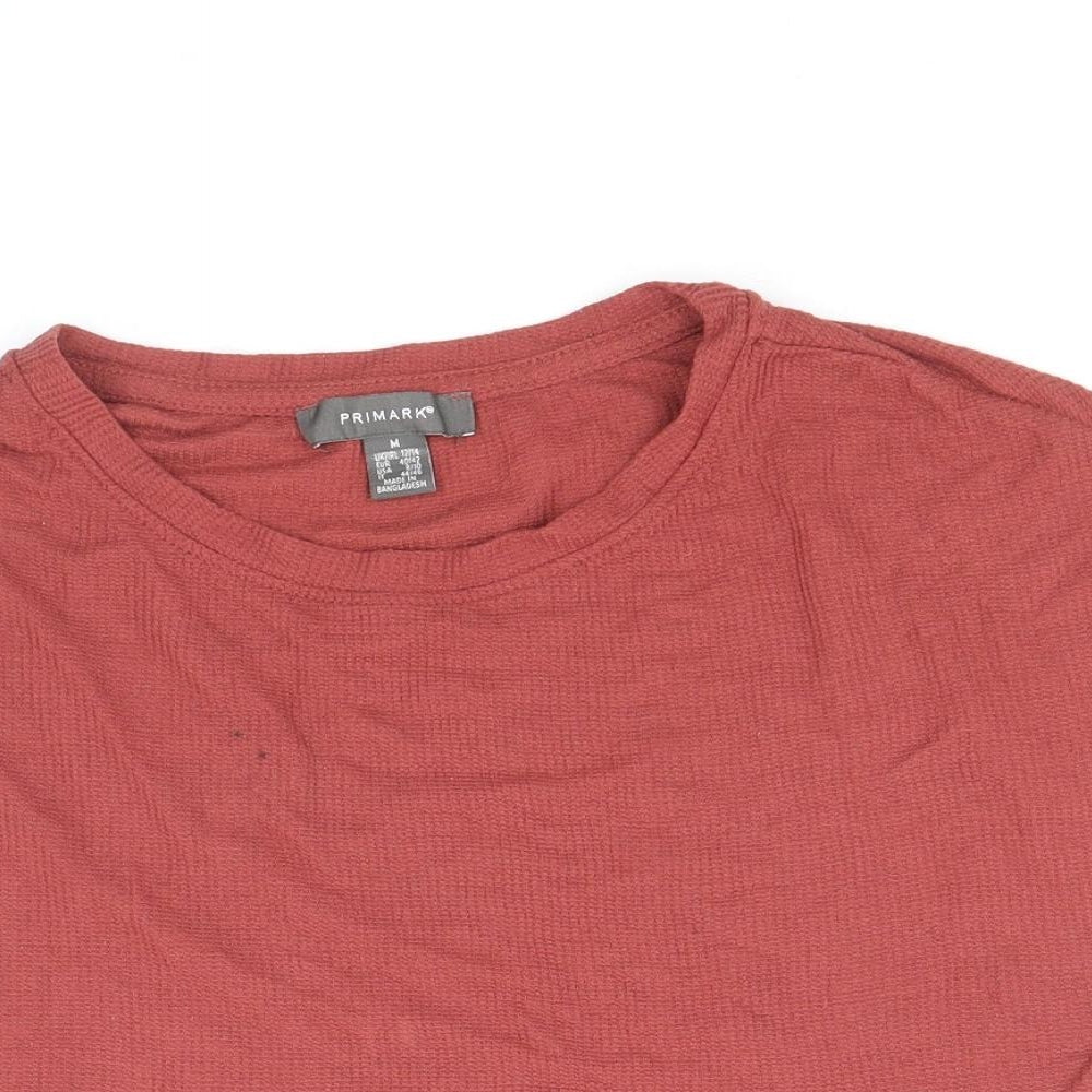 Primark Womens Red Polyester Basic T-Shirt Size 12 Round Neck - Size 12-14