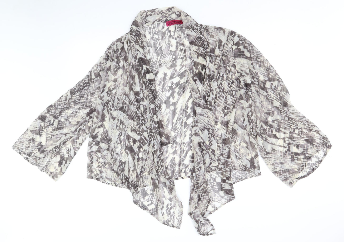 Boohoo Womens Brown Geometric Polyester Basic Blouse Size 10 V-Neck