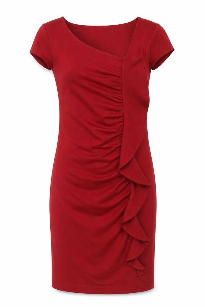 Monsoon Womens Red Polyester Sheath Size 10 V-Neck Pullover