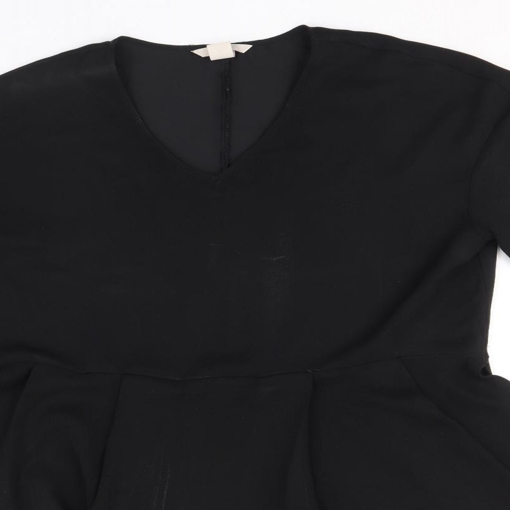 Womens UK Size 14 H&M Black Tunic Blouse
