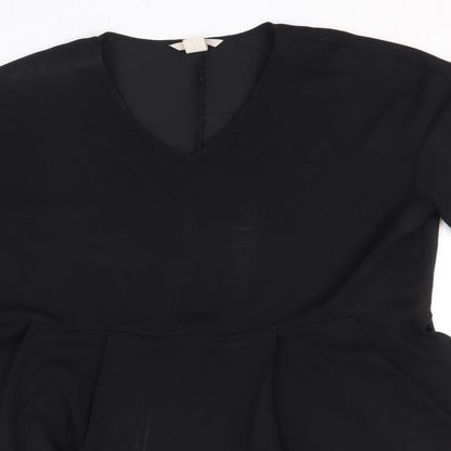 Womens UK Size 14 H&M Black Tunic Blouse