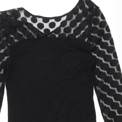 Mango Womens Black Viscose A-Line Size L Boat Neck Pullover