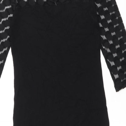 Mango Womens Black Viscose A-Line Size L Boat Neck Pullover