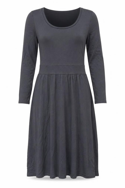 Finery Womens Grey Viscose Fit & Flare Size 12 Scoop Neck Pullover