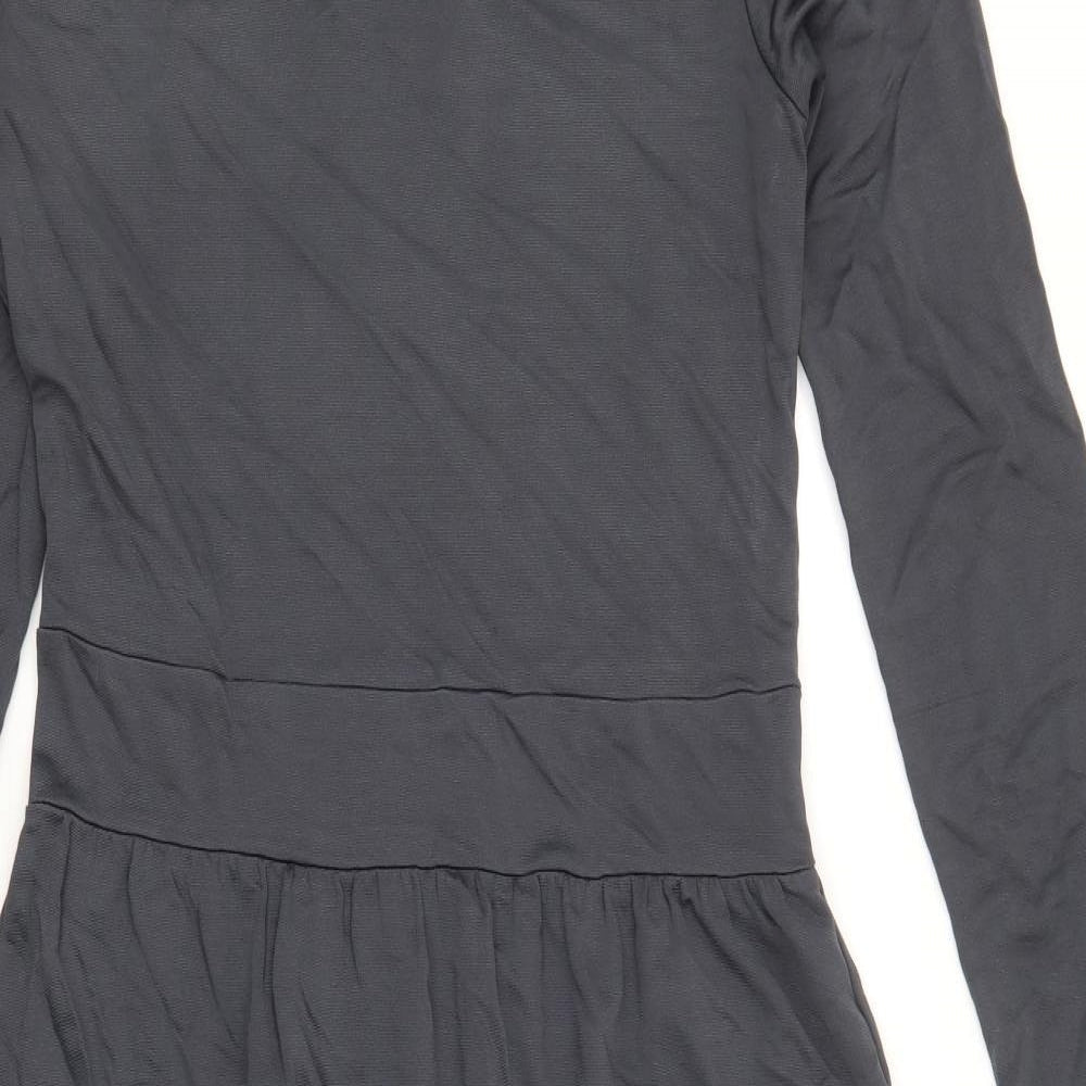 Finery Womens Grey Viscose Fit & Flare Size 12 Scoop Neck Pullover